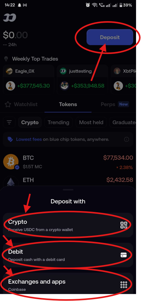 DEPOST IN FOMO APP