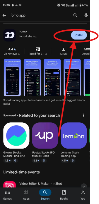 FOMO APP INSTALL